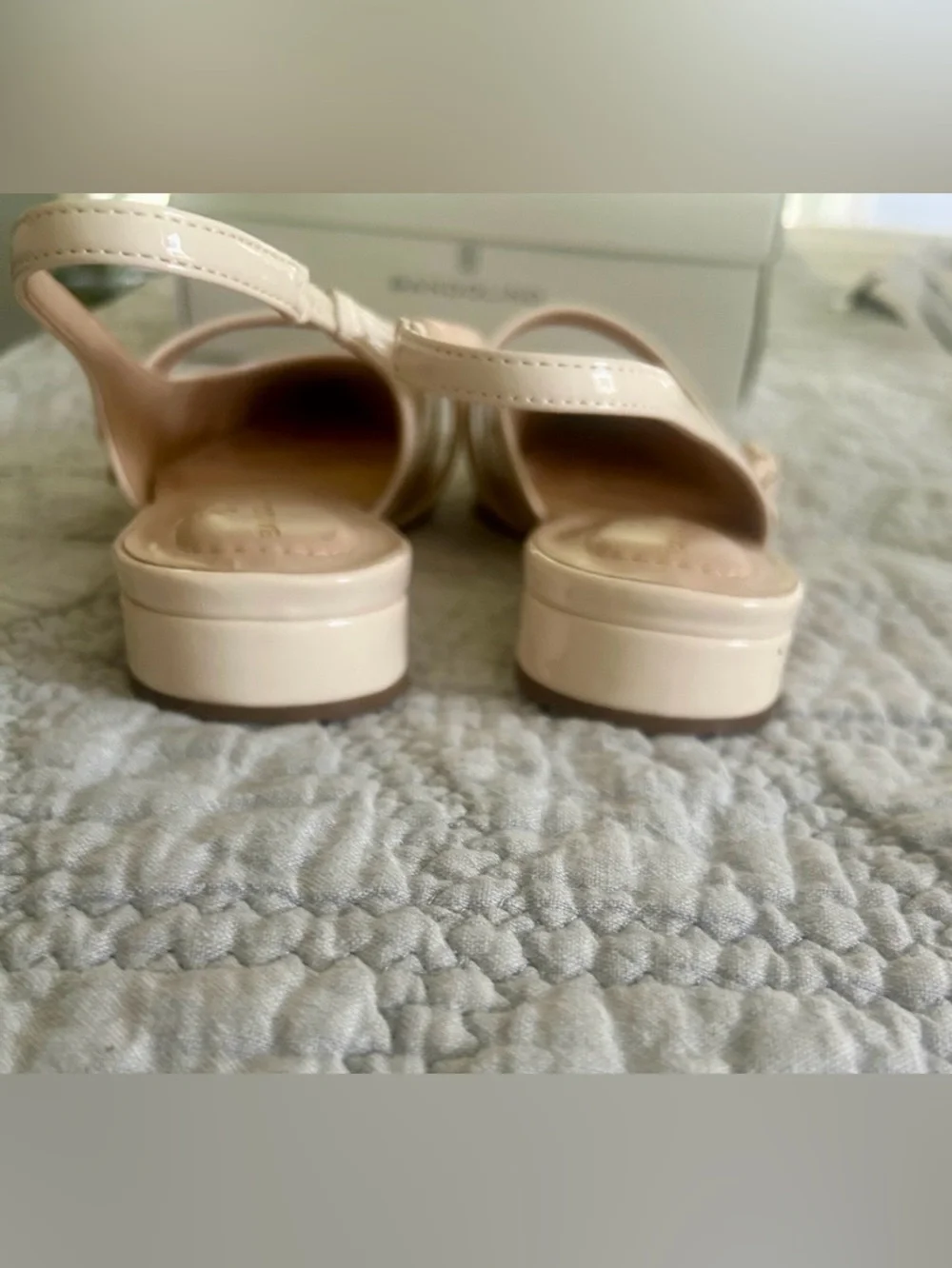 Bandolino Cream Pointed-Toe Slingback Flats with decorative Mary-Jane Strap
